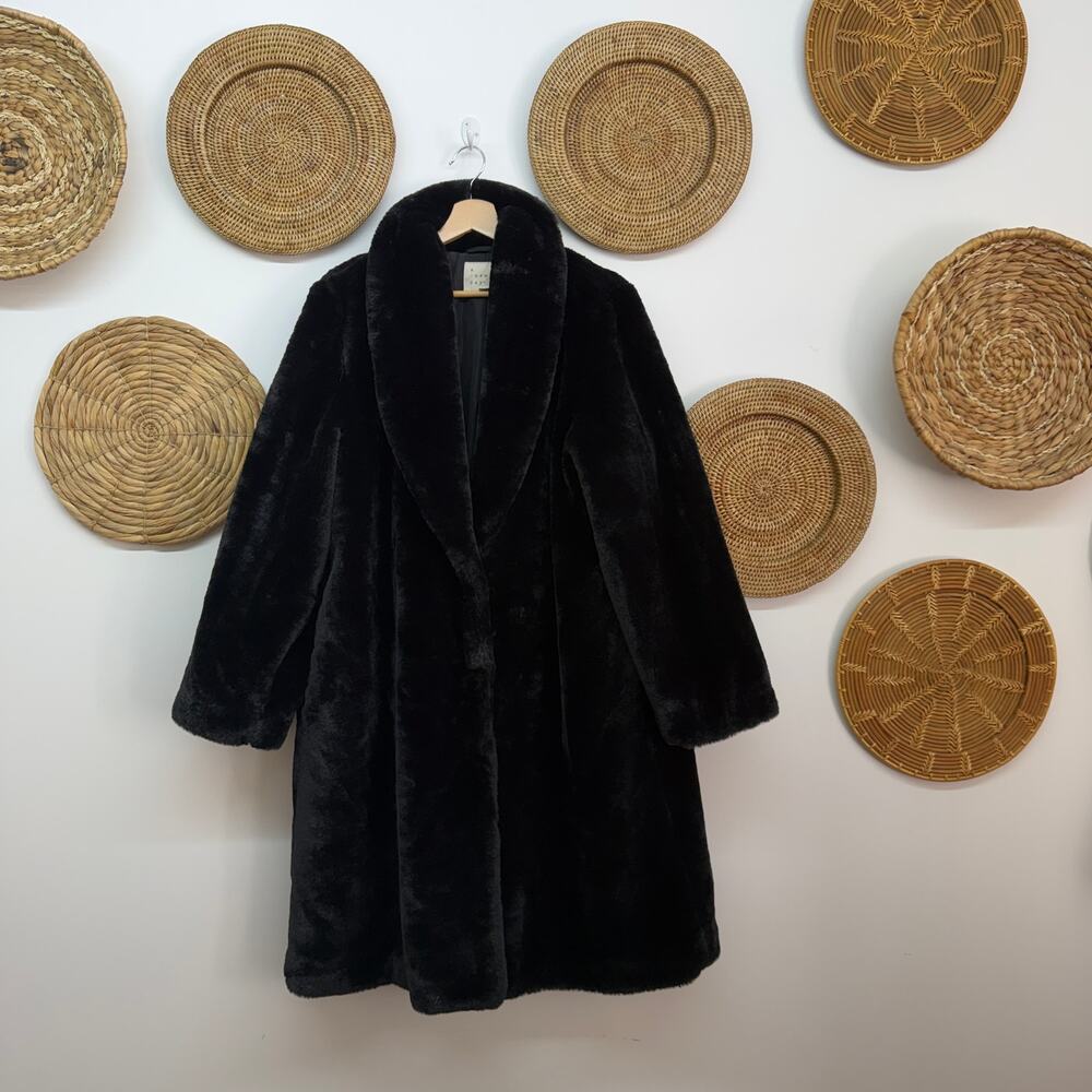 A New Day Black Faux Fur Winter Coat Plus Size XXL